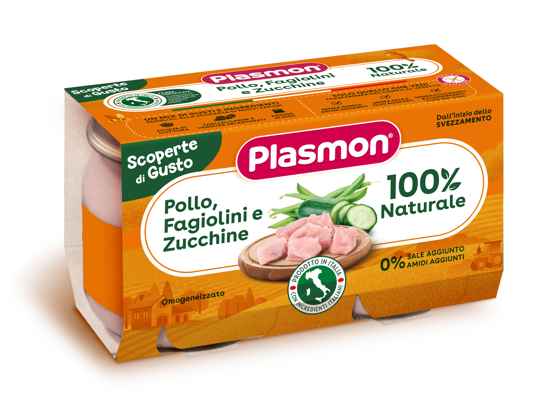 PLASMON OMOGENEIZZATI POLLO FAGIOLINI ZUCCHINE 2 PEZZI DA 120 G - Farmacia De Pasquale