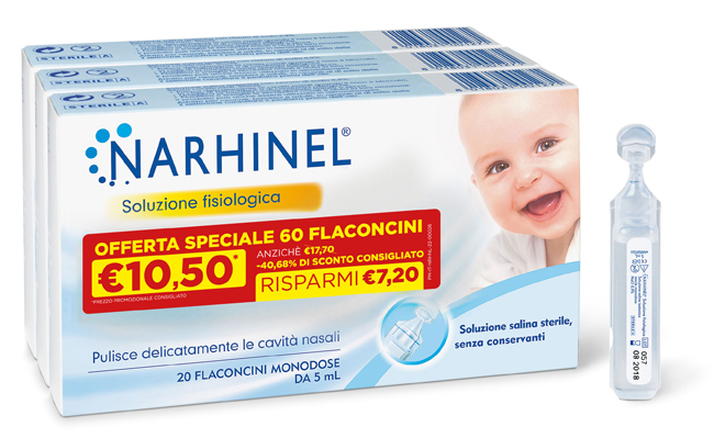 SOLUZIONE FISIOLOGICA NARHINEL 3 PACK PROMO 2022 DA 20 FLACONCINI DA 5 ML - Farmacia De Pasquale