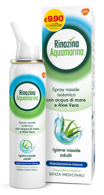 SOLUZIONE ISOTONICA RINAZINA AQUAMARINA ALOE INTENSA PROMO 100 ML - Farmacia De Pasquale