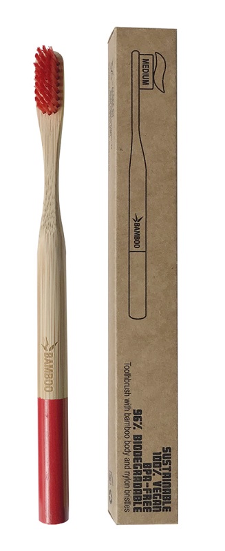 SPAZZOLINO BAMBOO SETOLE MEDIUM ROSSO - Farmacia De Pasquale