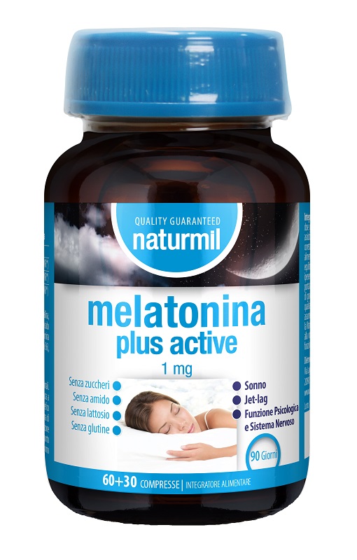 NATURMIL MELATONINA PLUS ACTIVE 90 COMPRESSE 0,55 G SENZA GLUTINE SENZA LATTOSIO - Farmacia De Pasquale