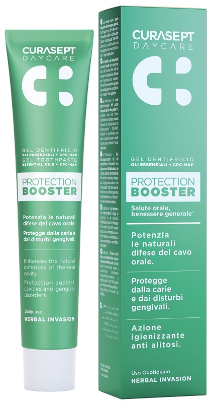 CURASEPT DAYCARE DENTIFRICIO PROTECTION BOOSTER HERBAL INVASION 75 ML - Farmacia De Pasquale