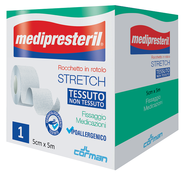 MEDIPRESTERIL ROCCHETTO ROTOLO STRETCH TESSUTO NON TESSUTO 5 CM X 500 CM - Farmacia De Pasquale