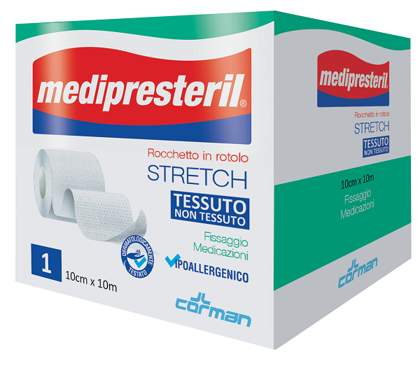 MEDIPRESTERIL ROCCHETTO ROTOLO STRETCH TESSUTO NON TESSUTO 10 CM X 1000 CM - Farmacia De Pasquale