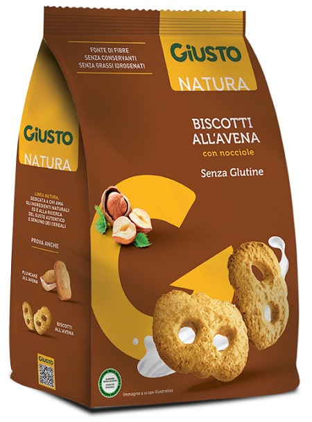 GIUSTO SENZA GLUTINE BISCOTTI AVENA CON NOCCIOLE 250 G - Farmacia De Pasquale