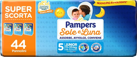 PAMPERS SOLE LUNA TRIO JUNIOR 44 PEZZI - Farmacia De Pasquale