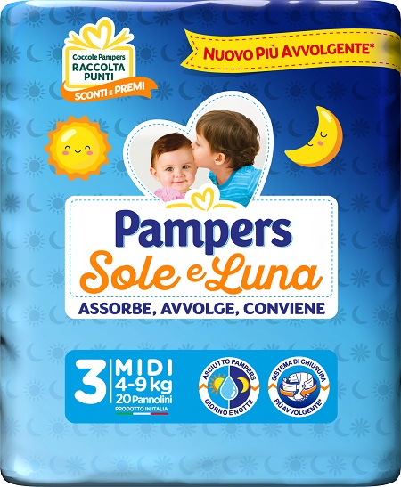 PAMPERS SOLE LUNA MIDIDI 20 PEZZI - Farmacia De Pasquale