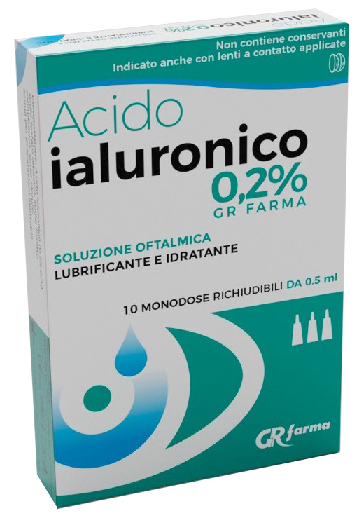 SOLUZIONE OFTALMICA LUBRIFICANTE E IDRATANTE ACIDO IALURONICO 0,2% 10 MONODOSE RICHIUDIBILI DA 0,5 ML - Farmacia De Pasquale