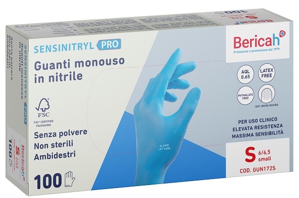 GUANTO MONOUSO SENSINITRYL PRO IN NITRILE SMALL 100 PEZZI - Farmacia De Pasquale
