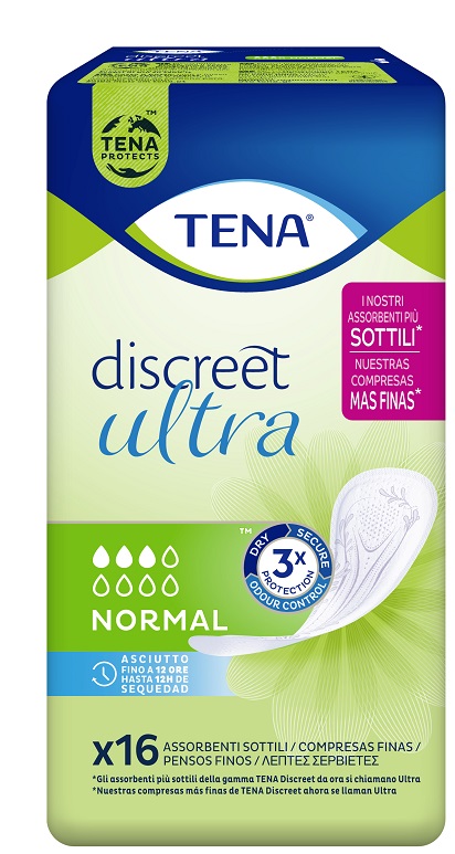 PANNOLONE SAGOMATO TENA DISCREET ULTRA NORMAL 16 PEZZI - Farmacia De Pasquale