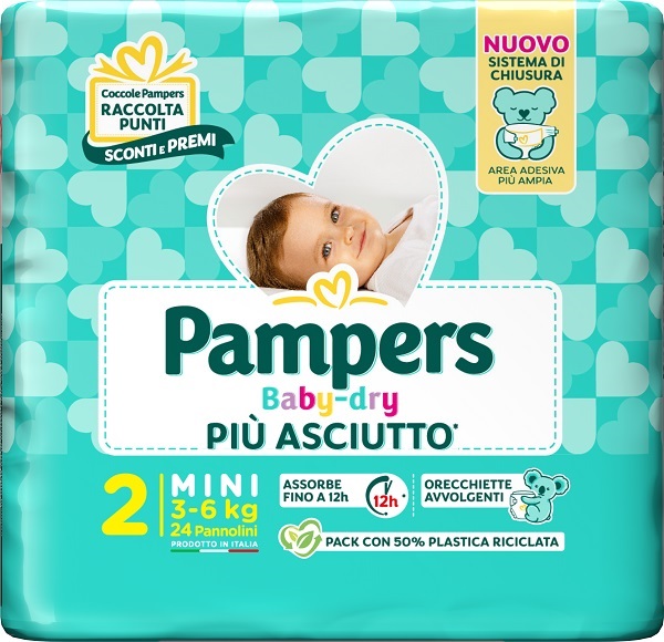 PAMPERS BABY DRY PANNOLINO DOWNCOUNT MINI 24 PEZZI - Farmacia De Pasquale