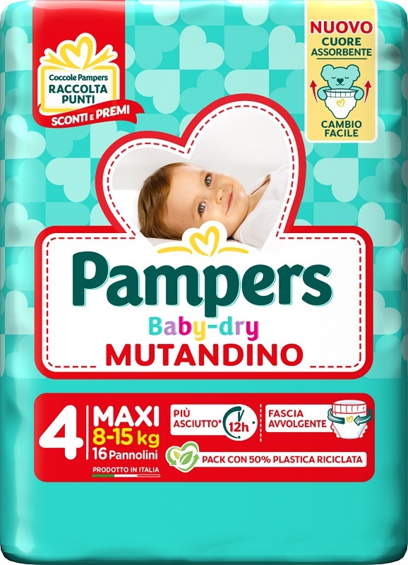 PAMPERS BABY DRY PANNOLINO MUTANDINA MAXI SMALL PACK 16 PEZZI - Farmacia De Pasquale