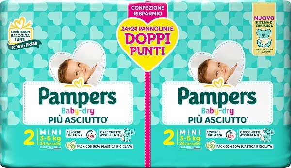 PAMPERS BABY DRY PANNOLINO DUO DOWNCOUNT MINI 48 PEZZI - Farmacia De Pasquale