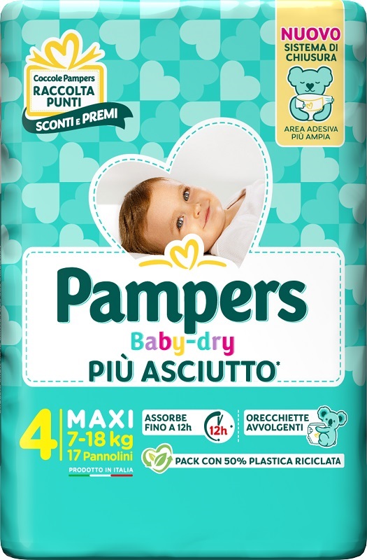 PAMPERS BABY DRY PANNOLINO DOWNCOUNT MAXI 17 PEZZI - Farmacia De Pasquale