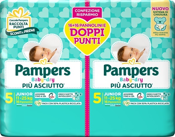 PAMPERS BABY DRY PANNOLINO DUO DOWNCOUNT JUNIOR 32 PEZZI - Farmacia De Pasquale