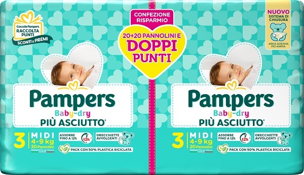 PAMPERS BABY DRY PANNOLINO DUO DOWNCOUNT MIDI 40 PEZZI - Farmacia De Pasquale