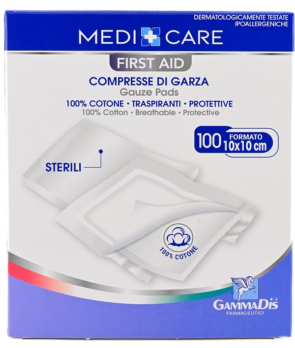 GARZA MEDICARE COTONE 10X10 CM 100 PEZZI - Farmacia De Pasquale