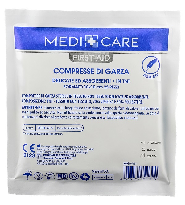 GARZA MEDICARE COTONE 10X10 CM 25 PEZZI - Farmacia De Pasquale