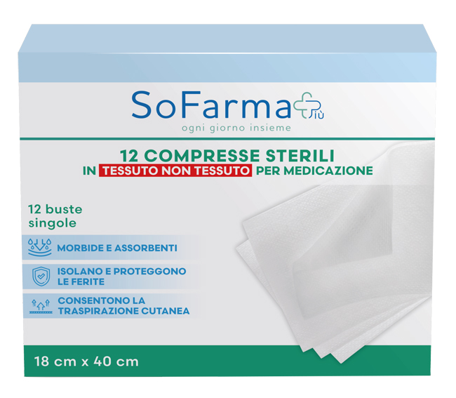 GARZA COMPRESSA IN TNT 18X40 CM 12 PEZZI SOFARMAPIU' - Farmacia De Pasquale