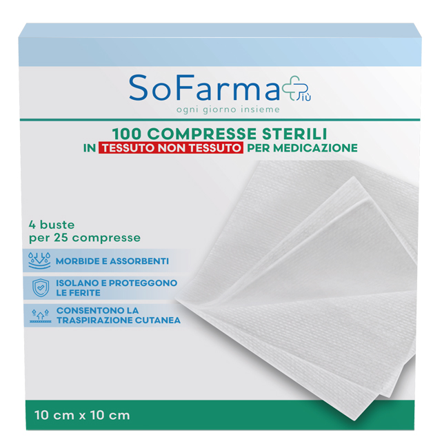 GARZA COMPRESSA IN TNT 10X10 CM 25 PEZZI SOFARMAPIU' - Farmacia De Pasquale