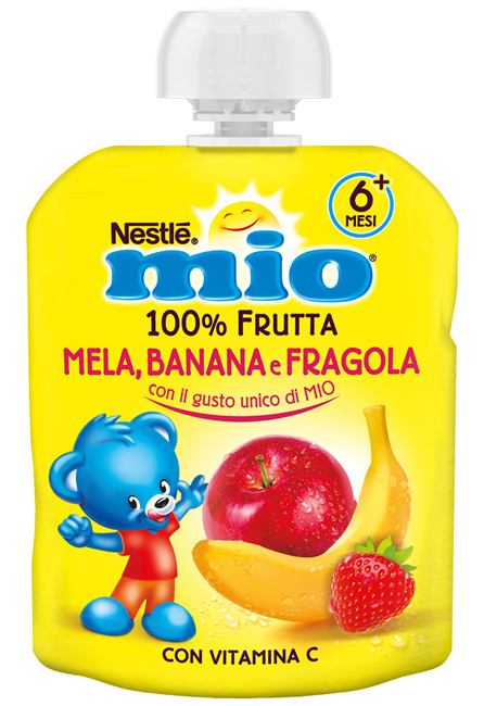 MIO POUCH OMOGENEIZZATO MELA BANANA FRAGOLA 90 G - Farmacia De Pasquale