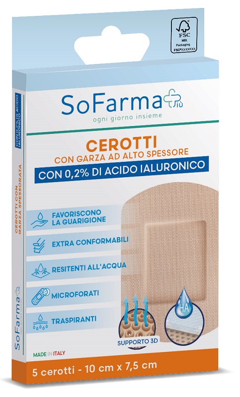CEROTTO CICATRIZZANTE 10X7,5 CM 5 PEZZI SOFARMAPIU' - Farmacia De Pasquale