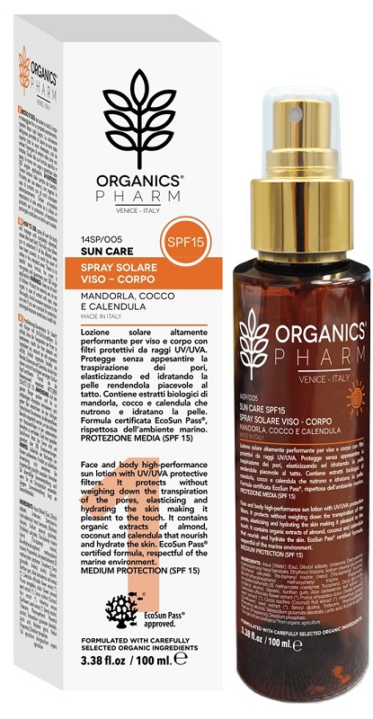 ORGANICS PHARM SUN CARE SPRAY SOLARE VISO-CORPO SPF15 100 ML - Farmacia De Pasquale