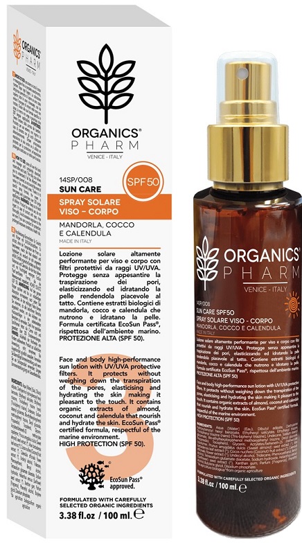 ORGANICS PHARM SUN CARE SPRAY SOLARE VISO-CORPO SPF50 100 ML - Farmacia De Pasquale