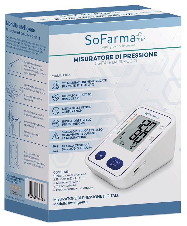 SFIGMOMANOMETRO DIGITALE DA BRACCIO SOFARMAPIU' - Farmacia De Pasquale