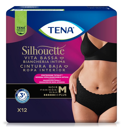 PANNOLONE A MUTANDINA ASSORBENTE TENA SILHOUETTE NOIR M VITA BASSA 12 PEZZI - Farmacia De Pasquale