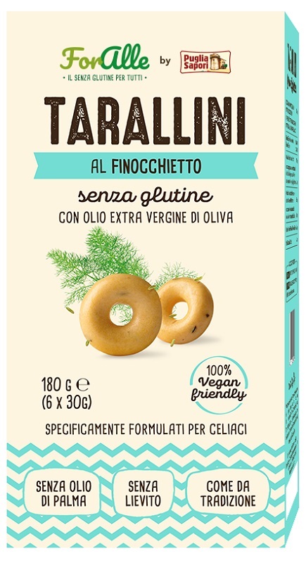 FORALLE TARALLINI SENZA GLUTINE FINOCCHIETTO 6 BUSTINE DA 30 G - Farmacia De Pasquale