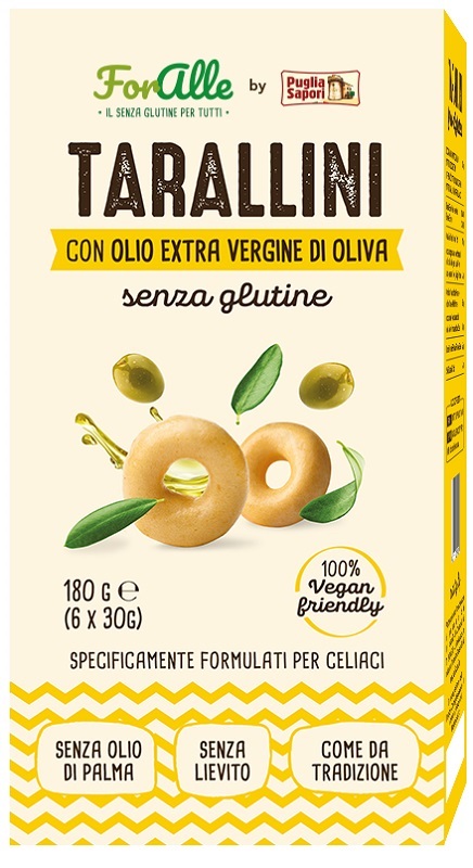 FORALLE TARALLINI SENZA GLUTINE OLIO EXTRA VERGINE D'OLIVA 6 BUSTINE DA 30 G - Farmacia De Pasquale
