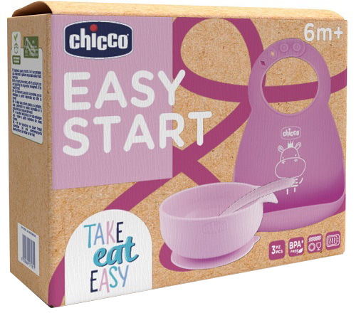 CHICCO SET PAPPA SILICONE 6M+ ROSA - Farmacia De Pasquale