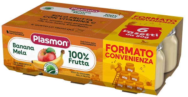 PLASMON OMOGENEIZZATO BANANA MELA 6X80 G - Farmacia De Pasquale