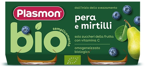 PLASMON OMOGENEIZZATO BIO PERA MIRTILLI 2 VASETTI X 80 G - Farmacia De Pasquale