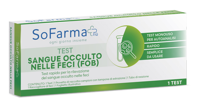 TEST AUTODIAGNOSTICO RAPIDO SOFARMAPIU' PER LA RILEVAZIONE DEL SANGUE OCCULTO NELLE FECI - Farmacia De Pasquale