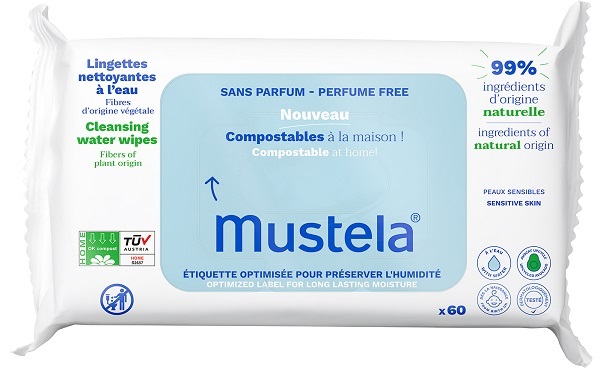MUSTELA SALVIETTE ACQUA COMPOSTABILI SENZA PROFUMO 60 PEZZI - Farmacia De Pasquale