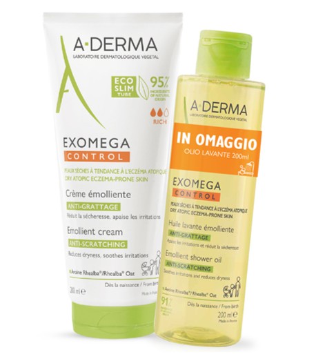 EXOMEGA CONTROL CREMA EMOLLLIENTE 200 ML + OLIO LAVANTE 200 ML - Farmacia De Pasquale