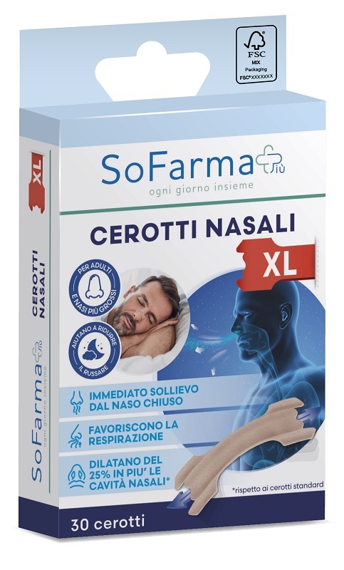 CEROTTO NASALE EXTRA LARGE 6,7 X2CM 30 PEZZI SOFARMAPIU' - Farmacia De Pasquale