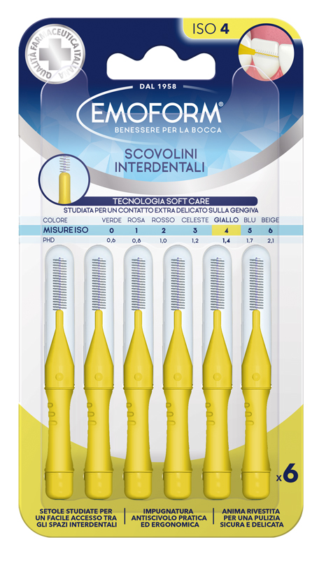 EMOFORM SCOVOLINO ISO 4 GIALLO 6 PEZZI - Farmacia De Pasquale
