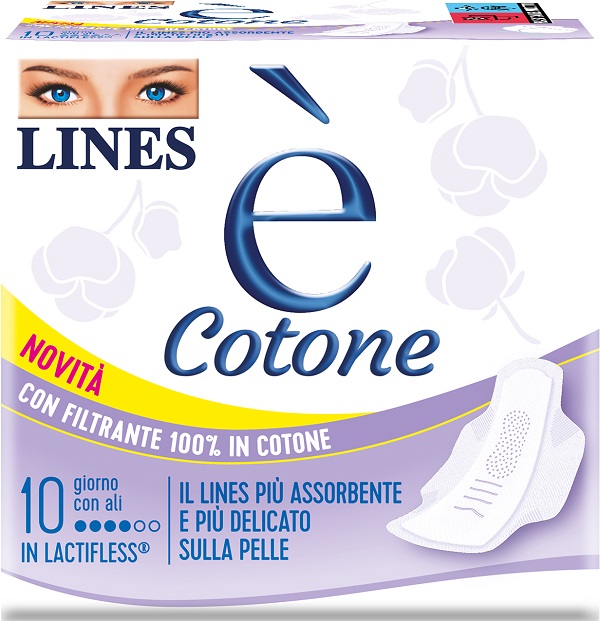 LINES E' COTONE ALI ASSORBENTE ESTERNO 10 PEZZI - Farmacia De Pasquale