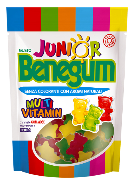 BENEGUM JUNIOR MULTIVITAMIN CARAMELLE GOMMOSE CON VITAMINE E FERRO 90 G - Farmacia De Pasquale