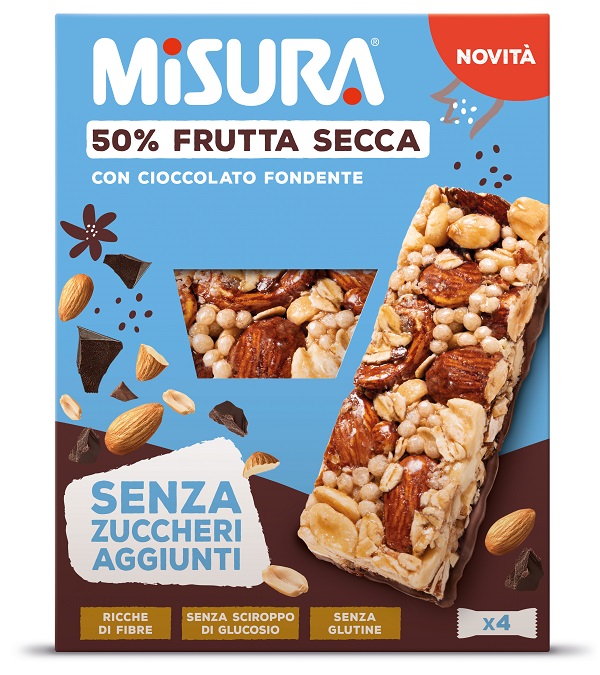 MISURA SENZA ZUCCHERI AGGIUNTI 4 BARRETTE CON FRUTTA SECCA E CIOCCOLATO X 30 G - Farmacia De Pasquale