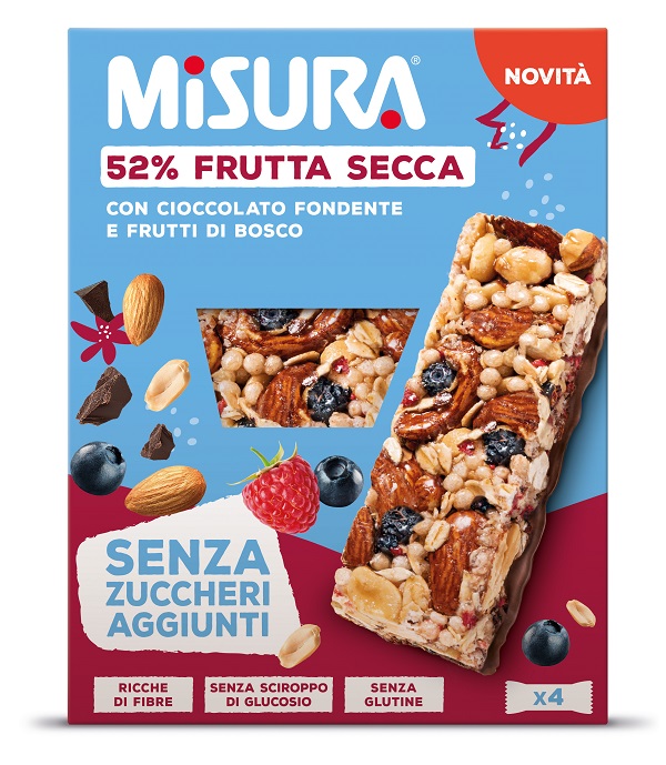 MISURA SENZA ZUCCHERI AGGIUNTI 4 BARRETTE ALLA FRUTTA SECCA FRUTTI ROSSI E CIOCCOLATO X 30 G - Farmacia De Pasquale