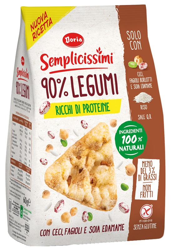 DORIA SEMPLICISSIMI SNACK 90% LEGUMI CECI-FAGIOLI-SOIA 60 G - Farmacia De Pasquale