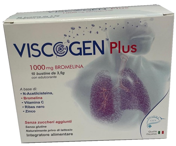 VISCOGEN PLUS 10 BUSTINE DA 3,5 G SENZA GLUTINE NATURALMENTE PRIVO DI LATTOSIO CON EDULCORANTE - Farmacia De Pasquale