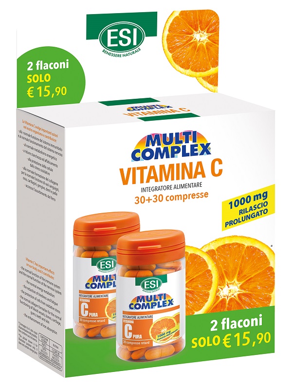 ESI VITAMINA C 1000MG RILASCIO PROLUNGATO 30+30 COMPRESSE SENZA GLUTINE - Farmacia De Pasquale