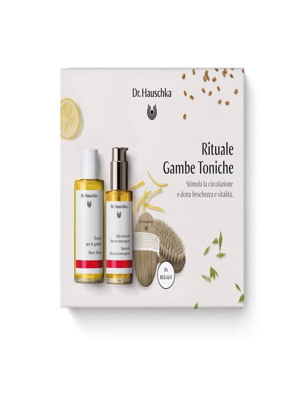 DR HAUSCHKA RITUALE GAMBE TONICHE 1 BEAUTY BODY BRUSH + 1 TONICO GAMBE 100 ML + 1 OLIO TRATTANTE LIMONE LEMONGRASS 75 ML - Farmacia De Pasquale