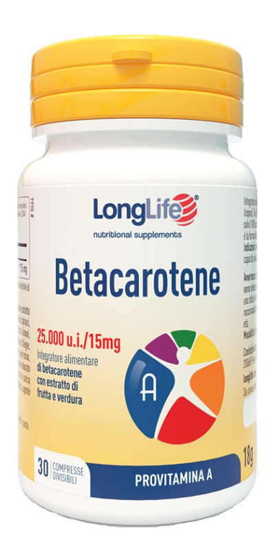 LONGLIFE BETACAROTENE 25000UI 30 COMPRESSE DIVISIBILI SENZA GLUTINE - Farmacia De Pasquale