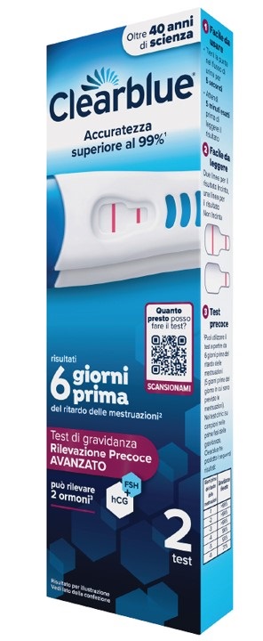 CLEARBLUE TEST GRAVIDANZA RILEVAZIONE PRECOCE AVANZATO 2 PEZZI - Farmacia De Pasquale